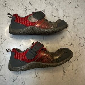 Tsukihoshi Children's Size 11.5 Sneakers Red Gray Hook and Loop